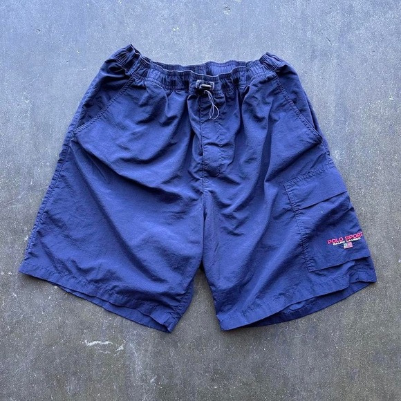 Vintage Polo Sport Ralph Lauren Navy Swim Trunks Shorts Size Medium - Picture 1 of 6